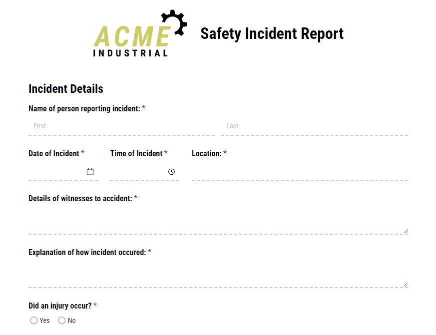 safety incident report