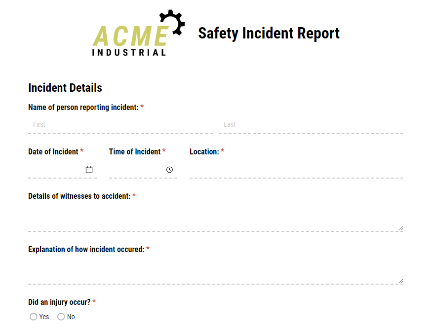 ACME Industrial Safety Incident Report