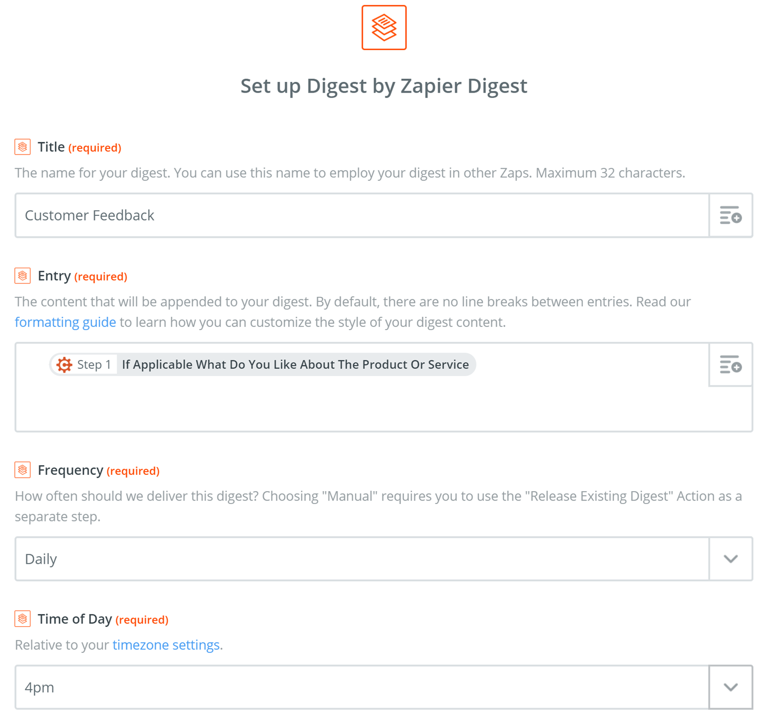 Set up Digest by Zapier Digest.