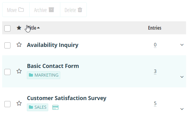 Sort forms by alphabetical order.