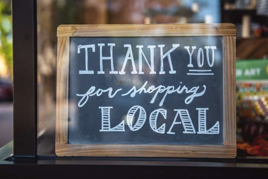 Thank you for shopping local chalkboard sign.