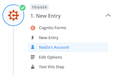 Select your Cognito Forms account to begin building your Zap.