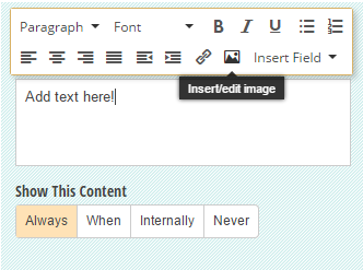 Insert an image into a text field.