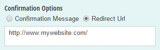 Custom confirmation page redirects to URL.