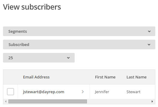 MailChimp subscriber list