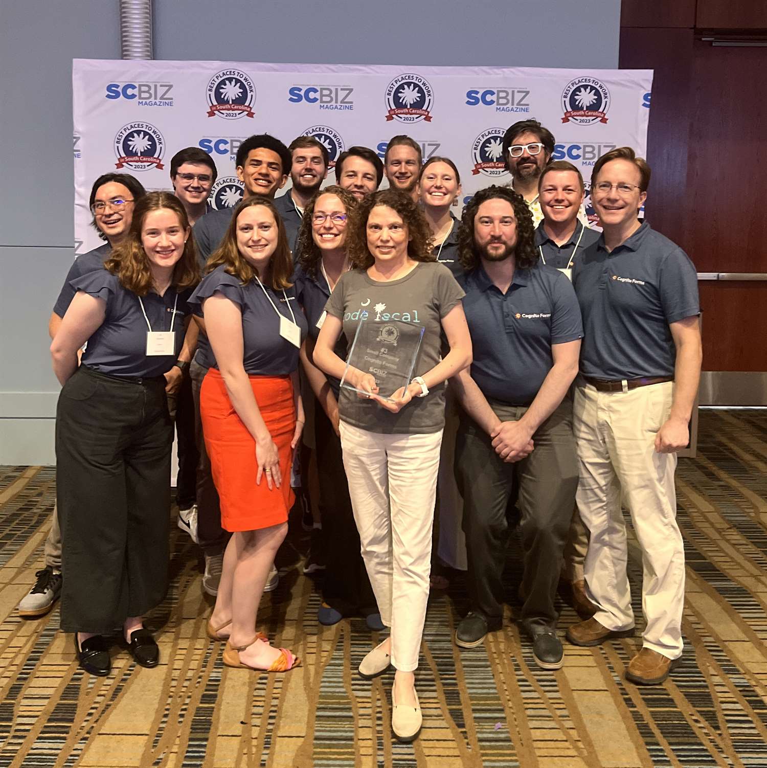 Cognito Forms team at the best place to work in South Carolina award dinner 2023