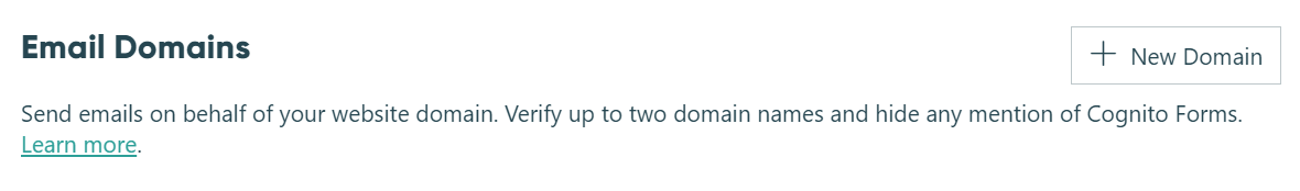 Find the Email Domains section within your organization settings.