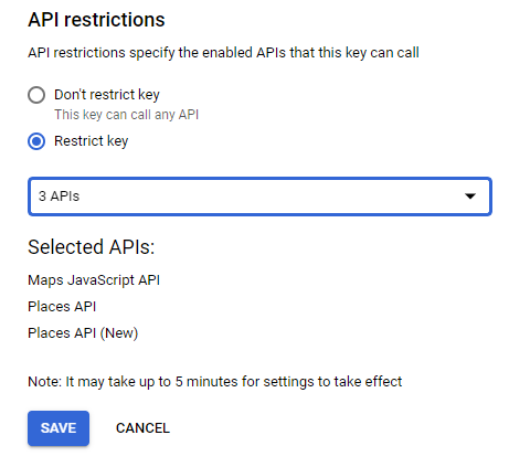 Select Restrict key and check the options in the dropdown.