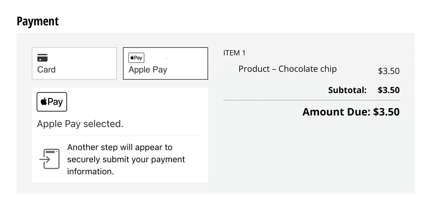 Customers can select Card or Apple Pay using Stripe.