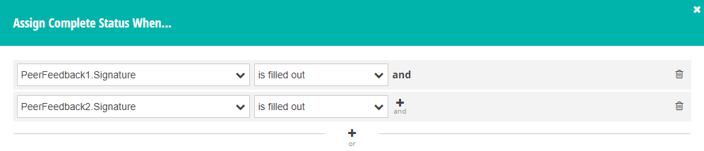 Assign complete status when both signature fields are filled out.