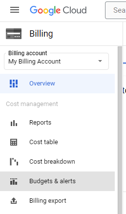 Go to Budgets & alerts.