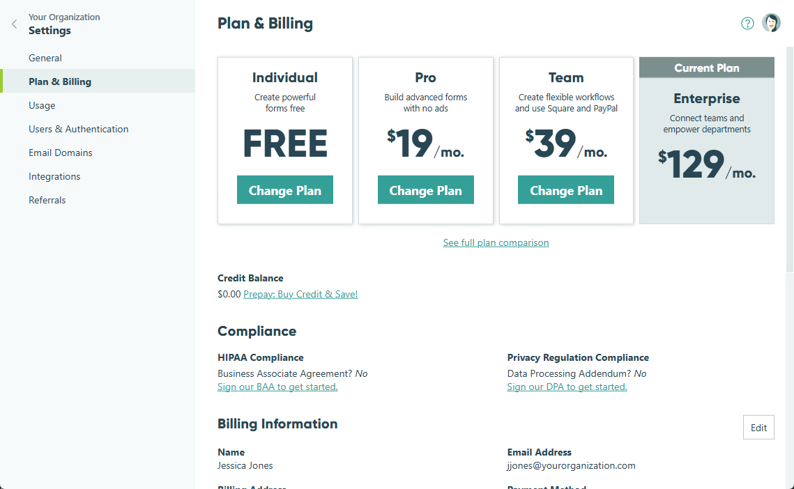 How to change your monthly subscription plan in Cognito Forms.