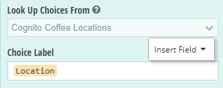 Include the list of locations as the Lookup Choice label.