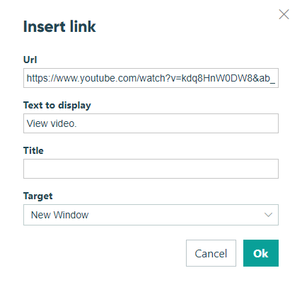 Insert a link to your video in the Content field.