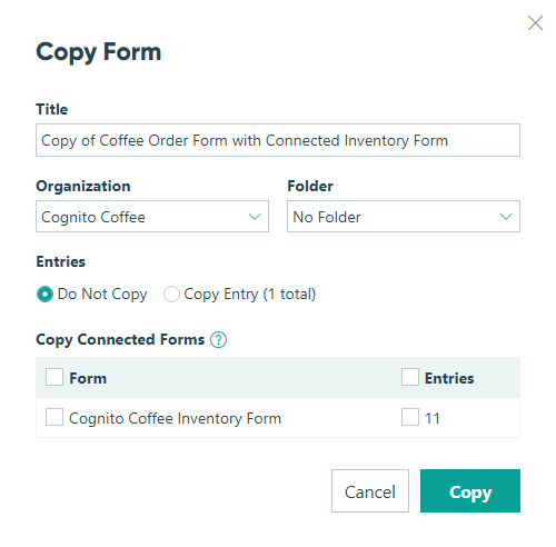 How to copy a form to another organization.