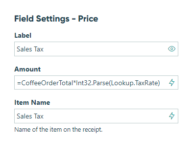 Use a Price field to multiply the order total by the sales tax rate.
