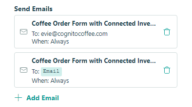 Select the email notification that needs updated under Send Emails.