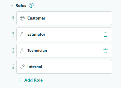 Roles included in a Service Request workflow.