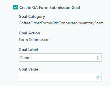 Select Create GA Form Submission Goal.
