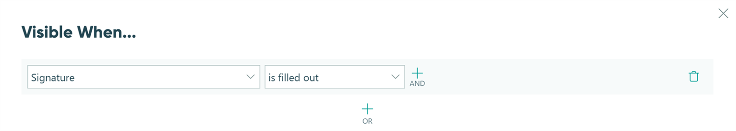Set a field to only be visible when the Signature field is filled out.