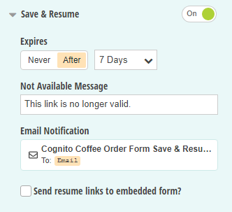 Save & Resume settings.