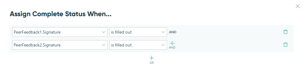 Assign complete status when both signature fields are filled out.