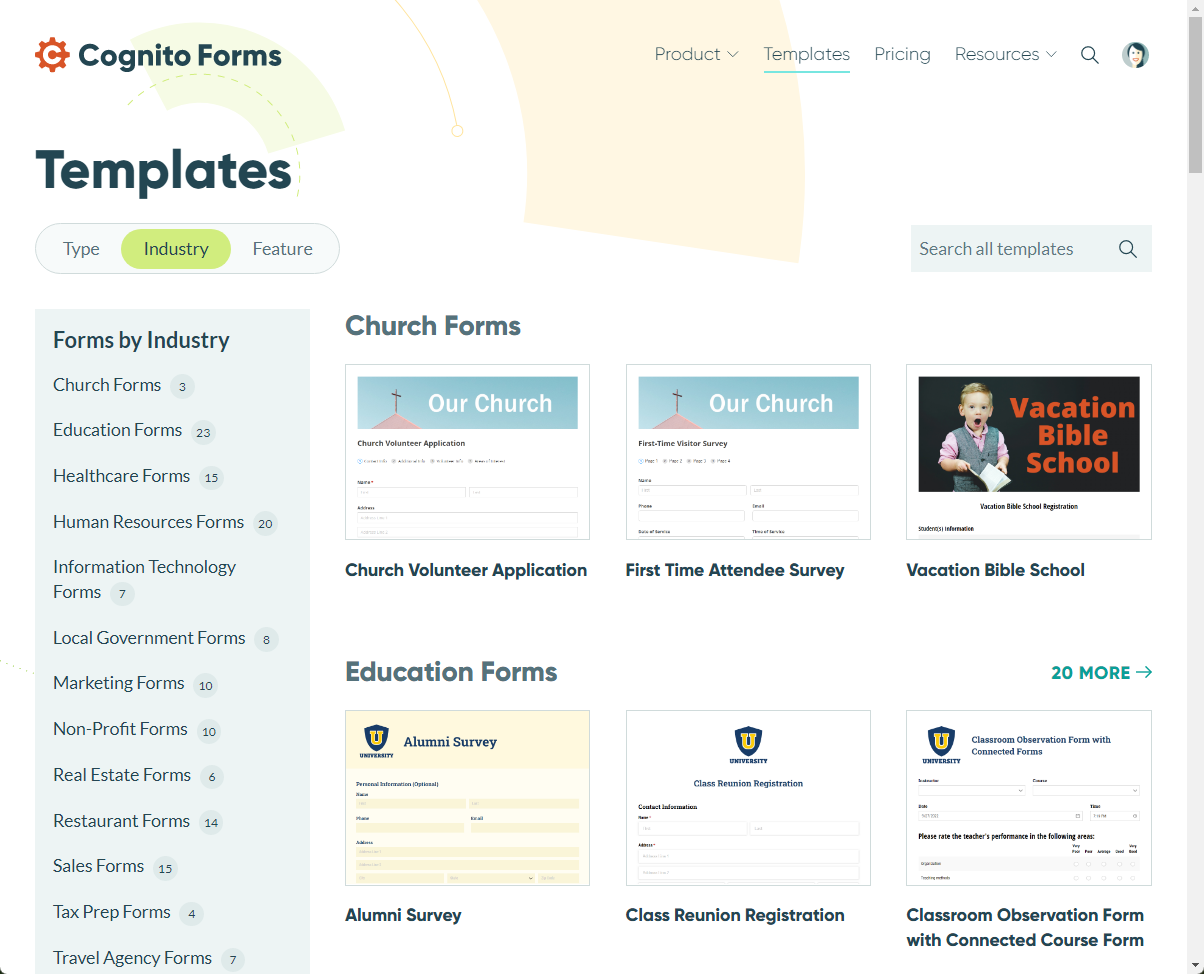 Browse the free form templates gallery.