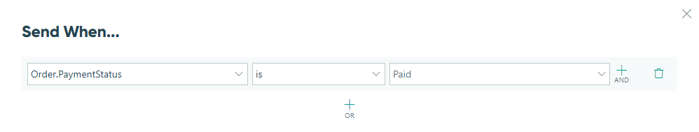 Mark the email to send when the payment status is Paid.