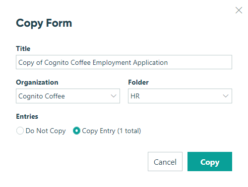 Edit the settings of your copied form.