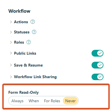 Access Form Read-Only from the Workflow menu.