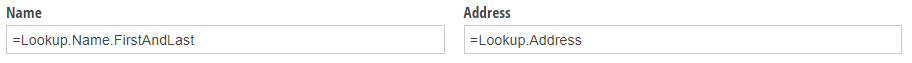 Set the default values for the Name and Address fields using the Lookup field.