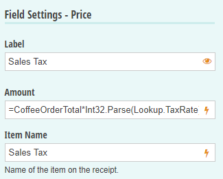 Use a Price field to multiply the order total by the sales tax rate.