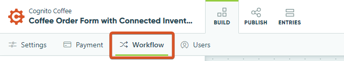 The new Workflow menu on the Build page.