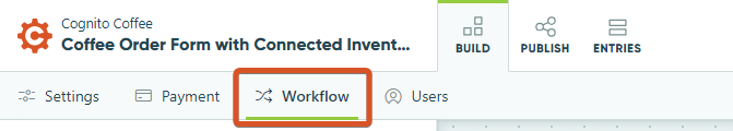 New Workflow menu on the Build page.