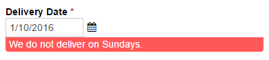 Custom error message that restricts users from selecting Sunday.