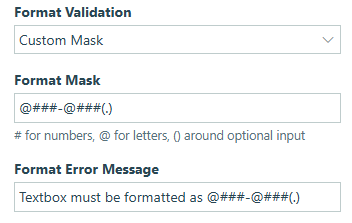 Format mask used to validate specific string of characters.