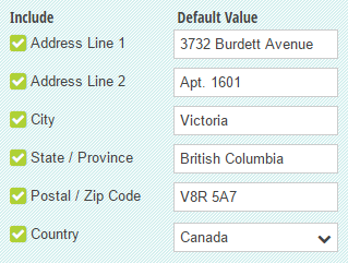 Include or exclude specific subfields in the Address field.