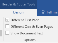 Set Header & Footer Tools to Different First Page.