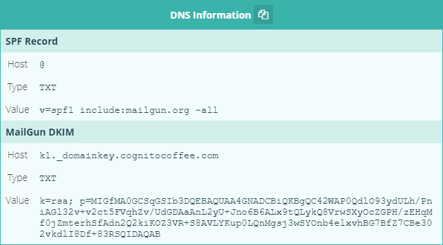 Copy the DNS information from Cognito Forms into your DNS records.
