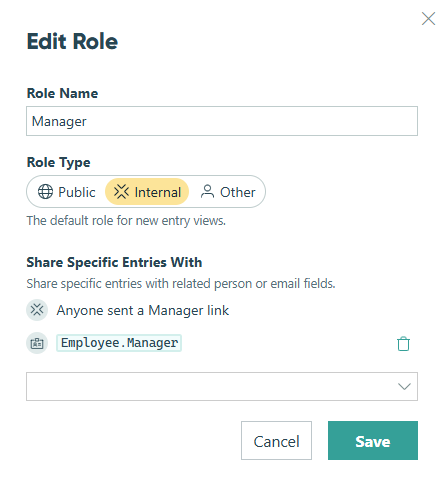 Share specific entries with workflow roles.