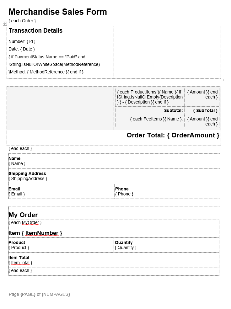 Downloading a standard template as a Word document and using Cognito Forms' merge syntax to customize a generated document.