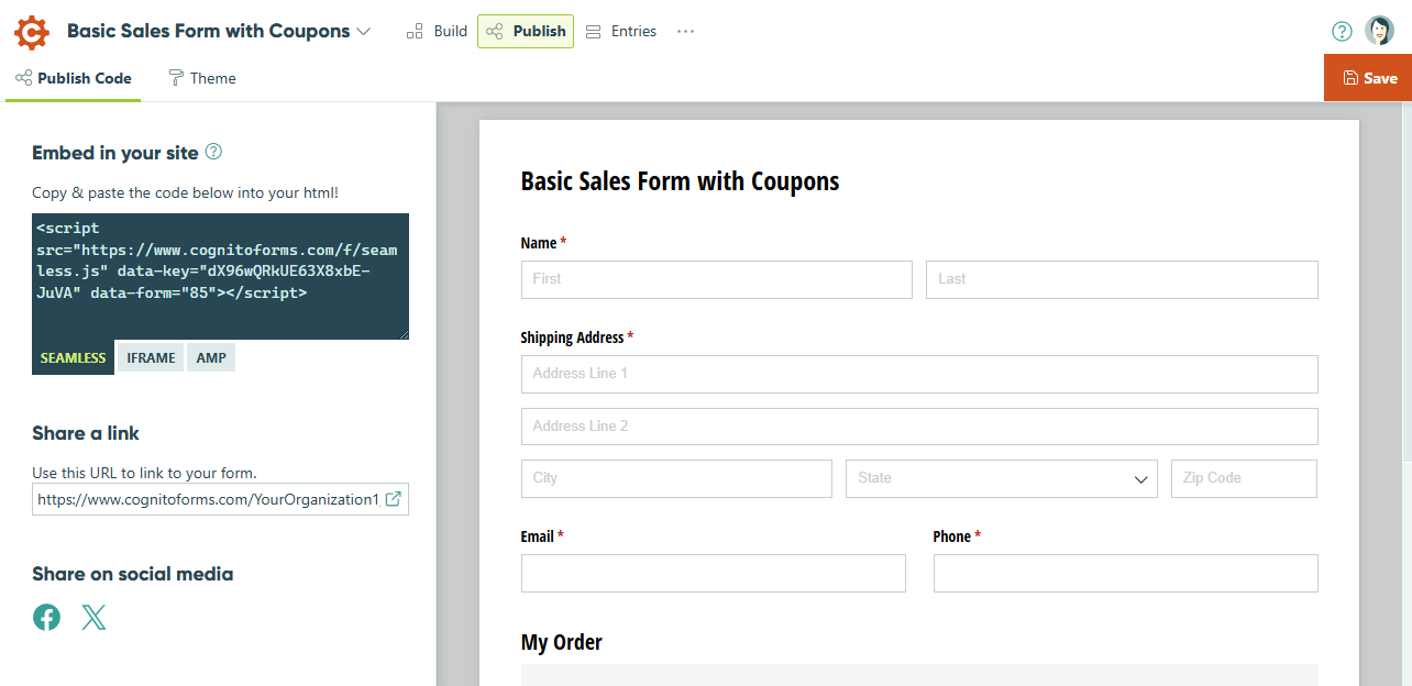 How to embed a form in your website.