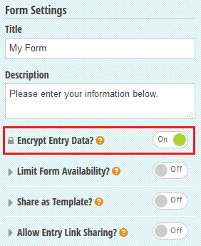 Enabling data encryption.