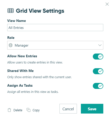 Enable Assign as Tasks in the Grid View Settings dialog.