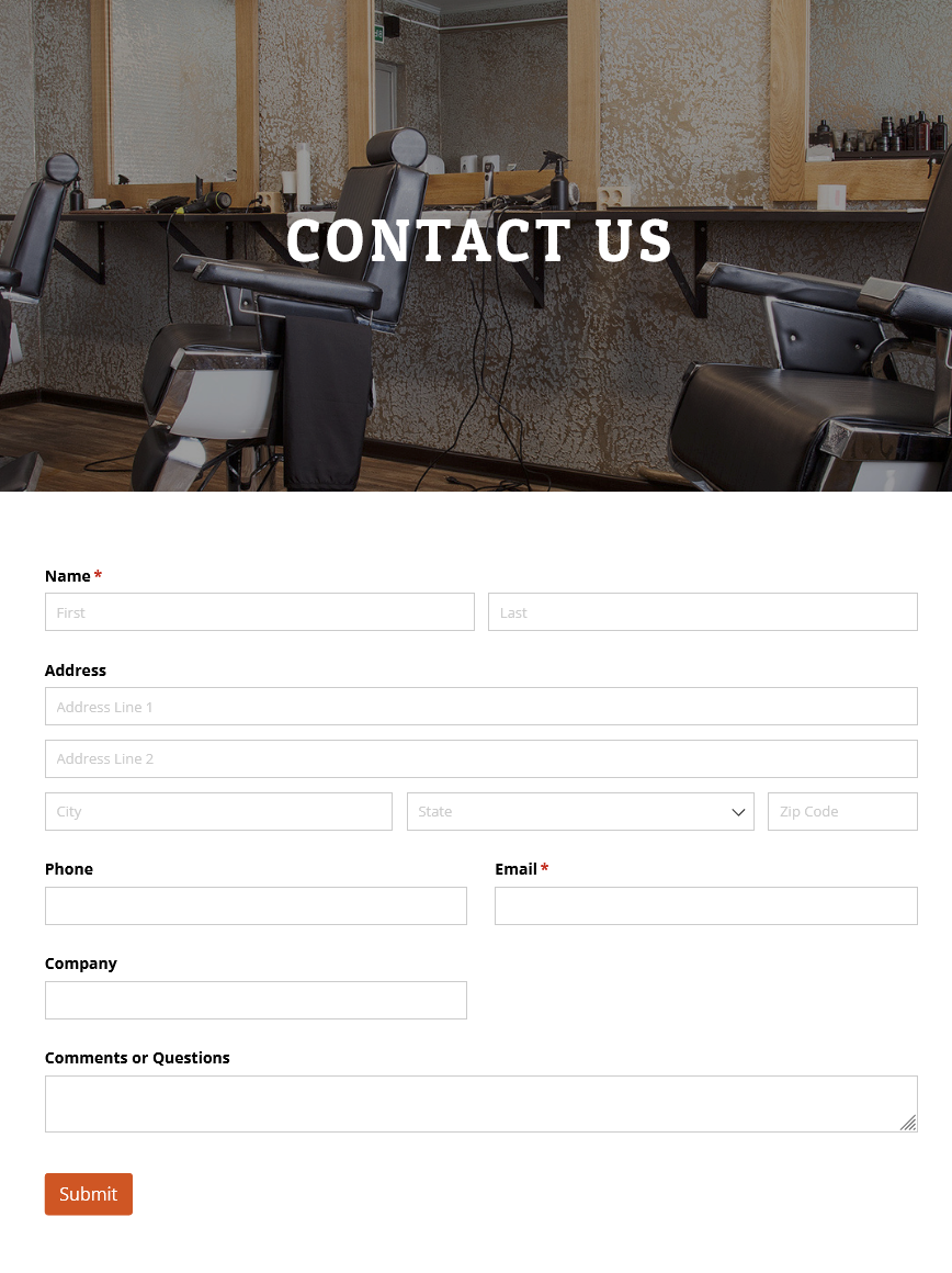 Embedded form in Weebly website.