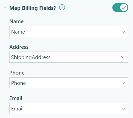 Mapping your form's billing fields to verify a customer's information