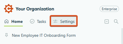 Open your organization settings.