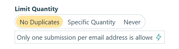 Limiting to one unique email address.