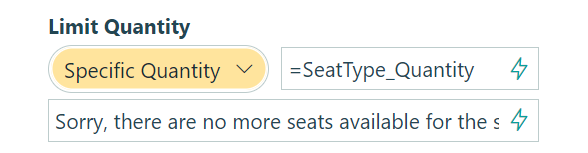 Limit quantities based on the number of seat types available.