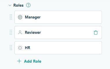 create roles for the manager, reviewer, and HR.